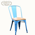 wholesale cheap Alibaba furniture industrial black metal dining chair antique bar chair with wood on the top